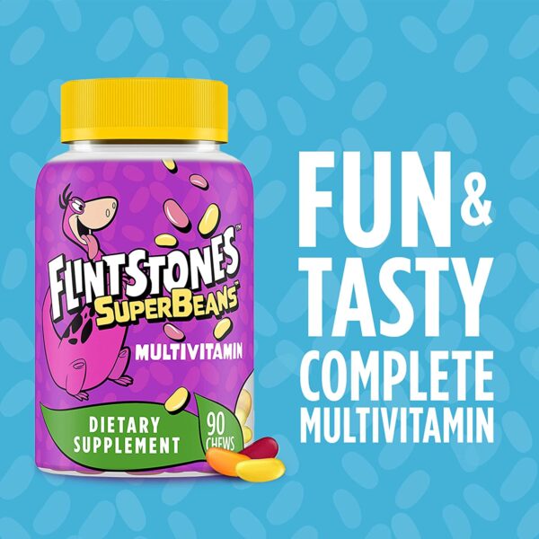 Flintstones SuperBeans, Kids Multivitamin with Immunity Support with Vitamins A, D, Iodine & Zinc to Support Healthy Growth, Fruit Flavored, Vegetarian, Jelly Bean Chews