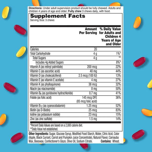 Flintstones SuperBeans, Kids Multivitamin with Immunity Support with Vitamins A, D, Iodine & Zinc to Support Healthy Growth, Fruit Flavored, Vegetarian, Jelly Bean Chews