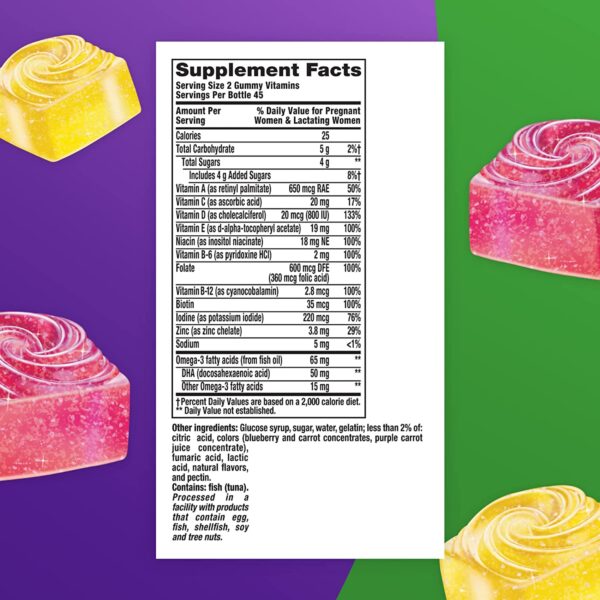 vitafusion PreNatal Gummy Vitamins, Lemon & Raspberry Lemonade Flavored Pregnancy Vitamins for Women, 90 Count image5